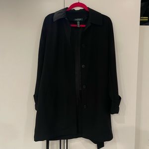 Lauren Ralph Lauren Black Crepe Unlined Trench 8p